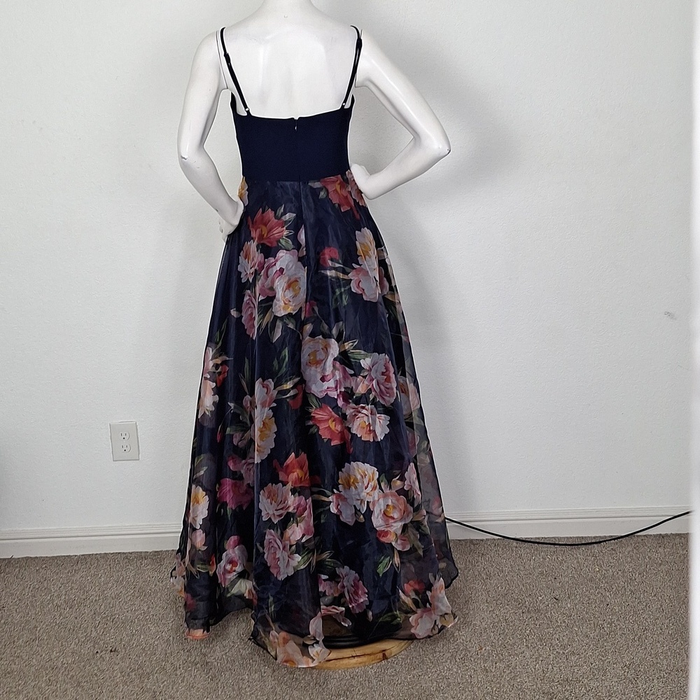 Eliza J Floral Romantic Whimsigoth Sleeveless V-Neck Ball Maxi Gown Dress Size 4 - Picture 5 of 13